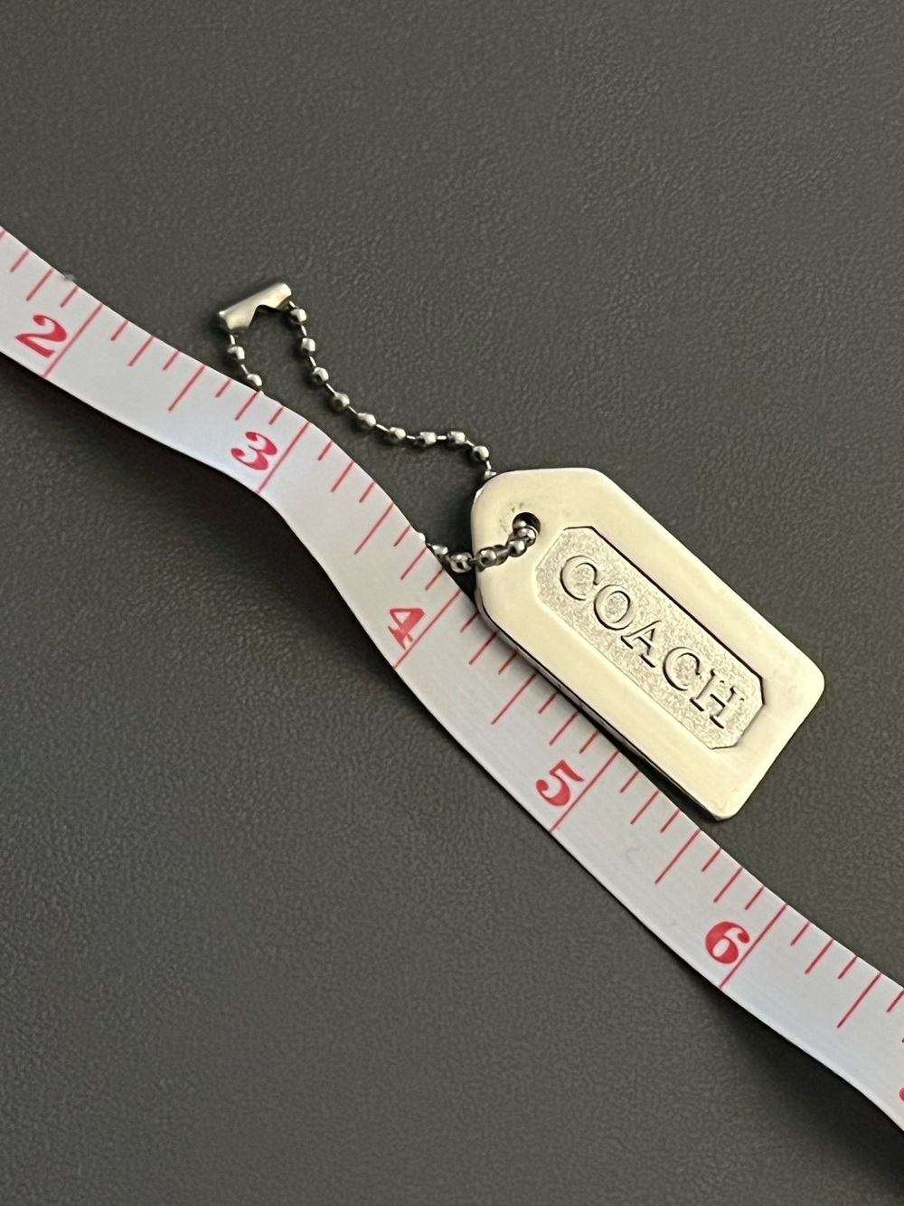 Coach Silver-Tone Engraved Dog Tag Keychain